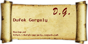 Dufek Gergely névjegykártya